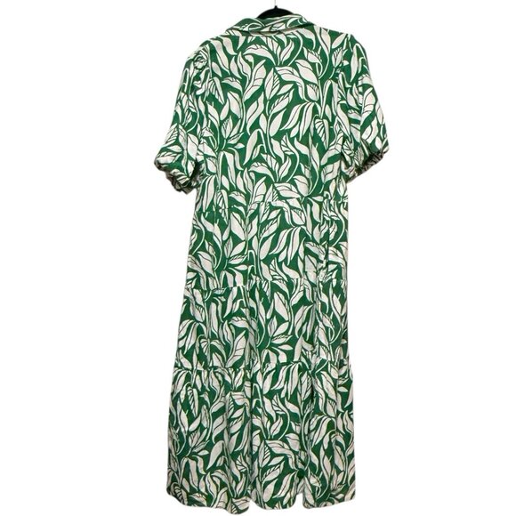 Soft Surroundings Linen Blend Green Steffi Tropical Tiered Maxi Dress Womens 1X - Picture 9 of 15